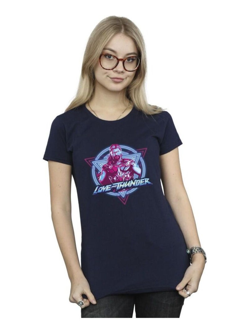Marvel - T-shirt LOVE AND THUNDER Bleu marine - Kiabi