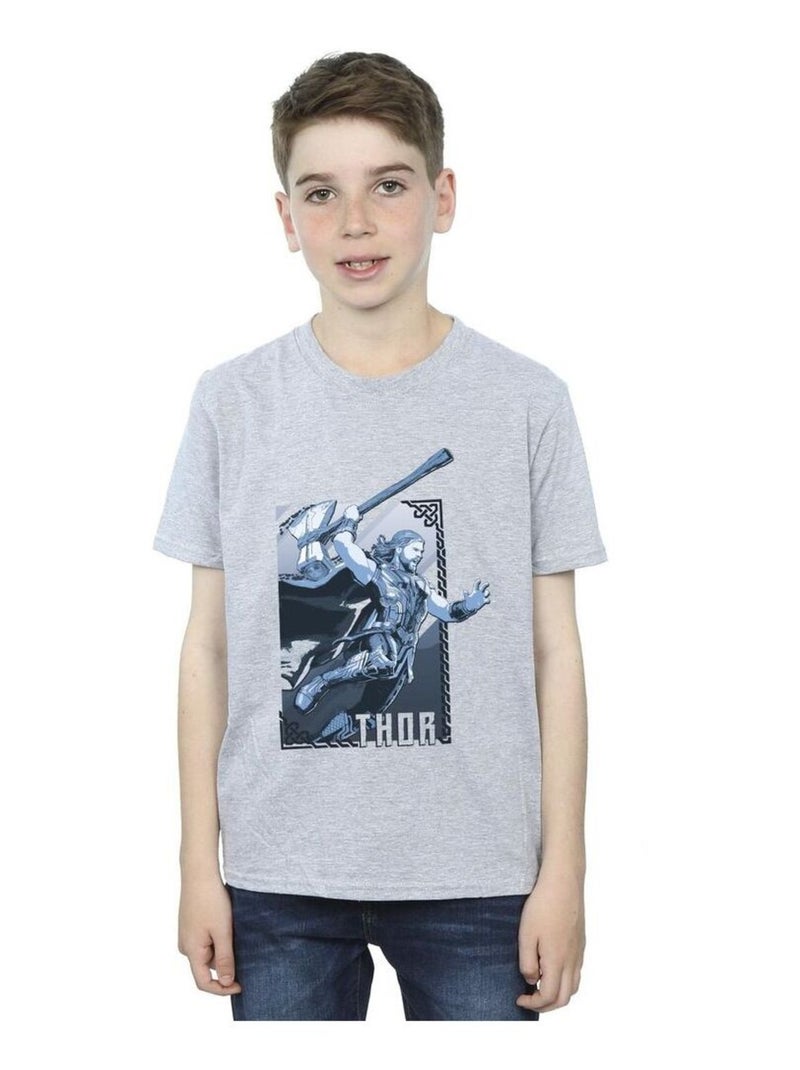 Marvel - T-shirt LOVE AND THUNDER Gris chiné - Kiabi