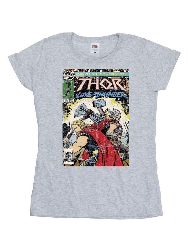 Marvel - T-shirt LOVE AND THUNDER Gris chiné - Kiabi