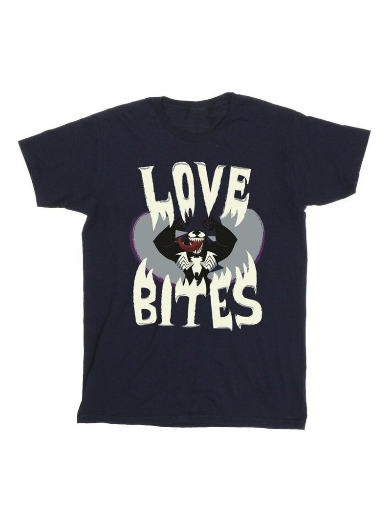 Marvel - T-shirt LOVE BITES Bleu marine - Kiabi