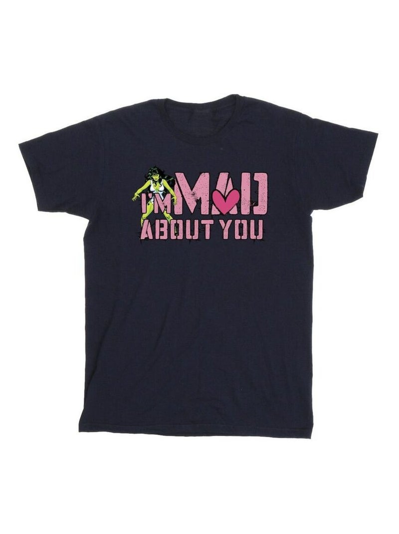 Marvel - T-shirt MAD ABOUT YOU Bleu marine - Kiabi