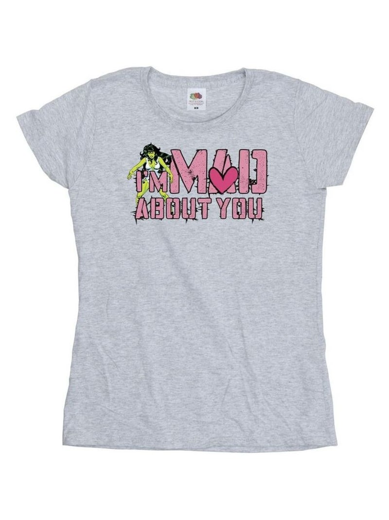 Marvel - T-shirt MAD ABOUT YOU Gris chiné - Kiabi