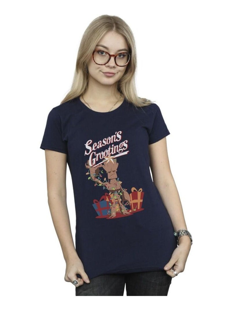 Marvel - T-shirt MARVEL SEASON'S GROOTINGS Bleu marine - Kiabi