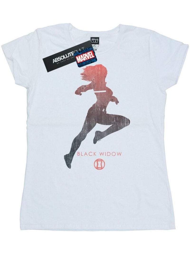 Marvel - T-shirt motif Black Widow motif/style silhouette Blanc - Kiabi