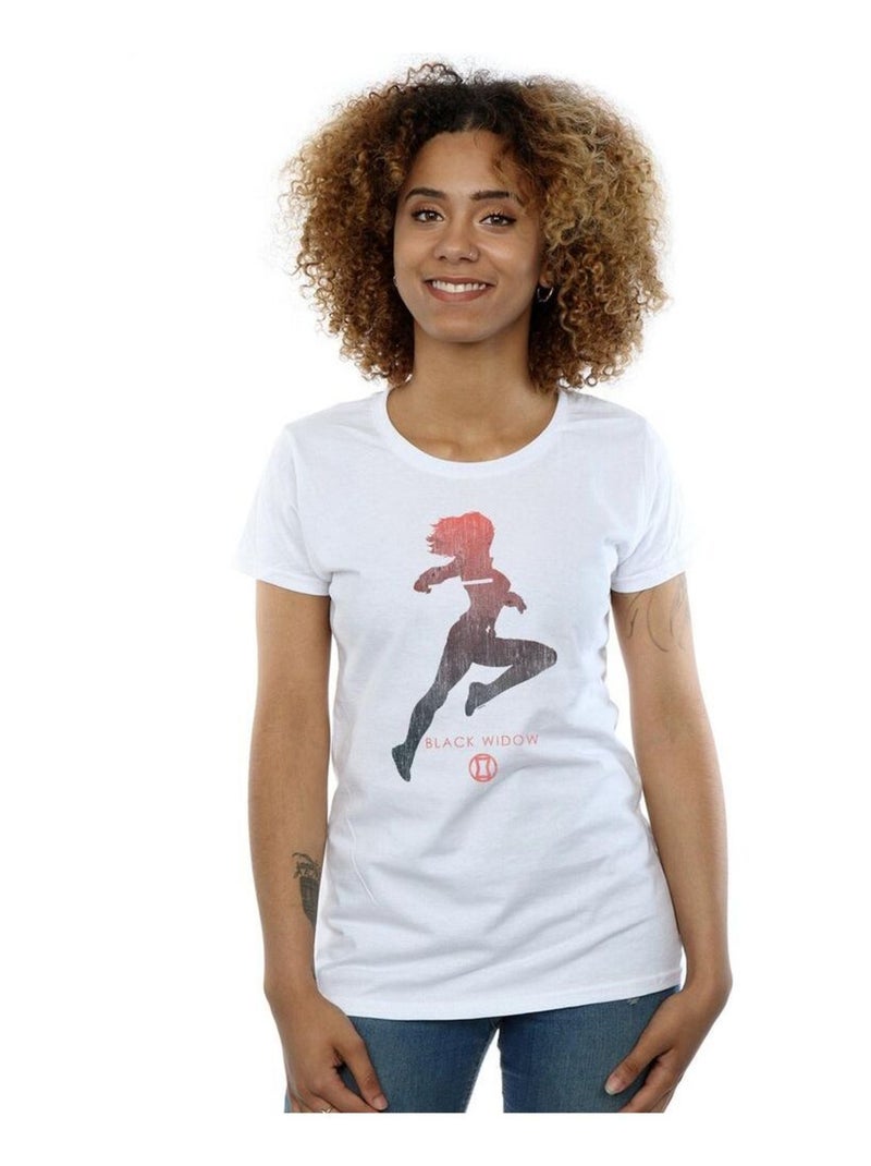 Marvel - T-shirt motif Black Widow motif/style silhouette Blanc - Kiabi