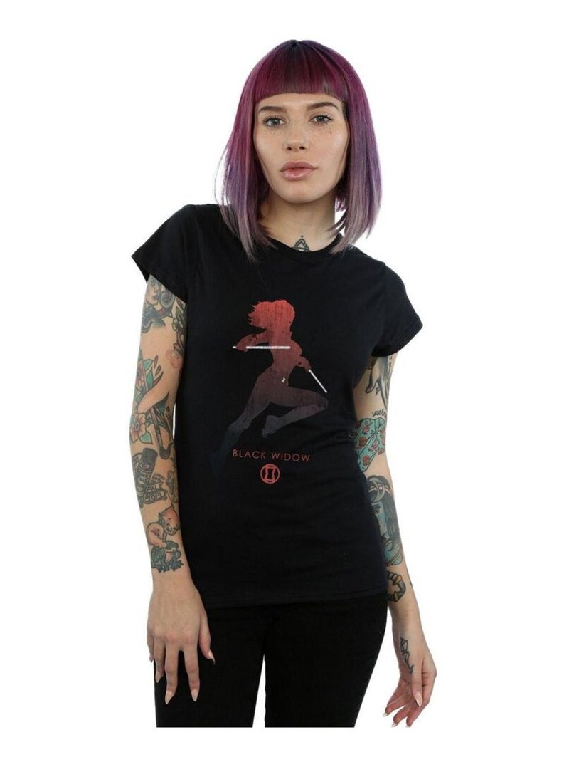 Marvel - T-shirt motif Black Widow motif/style silhouette Noir - Kiabi