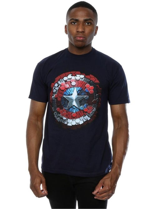 Marvel - T-shirt motif Capitaine Amérique motif/style Hexagone et bouclier CIVIL WAR - Kiabi