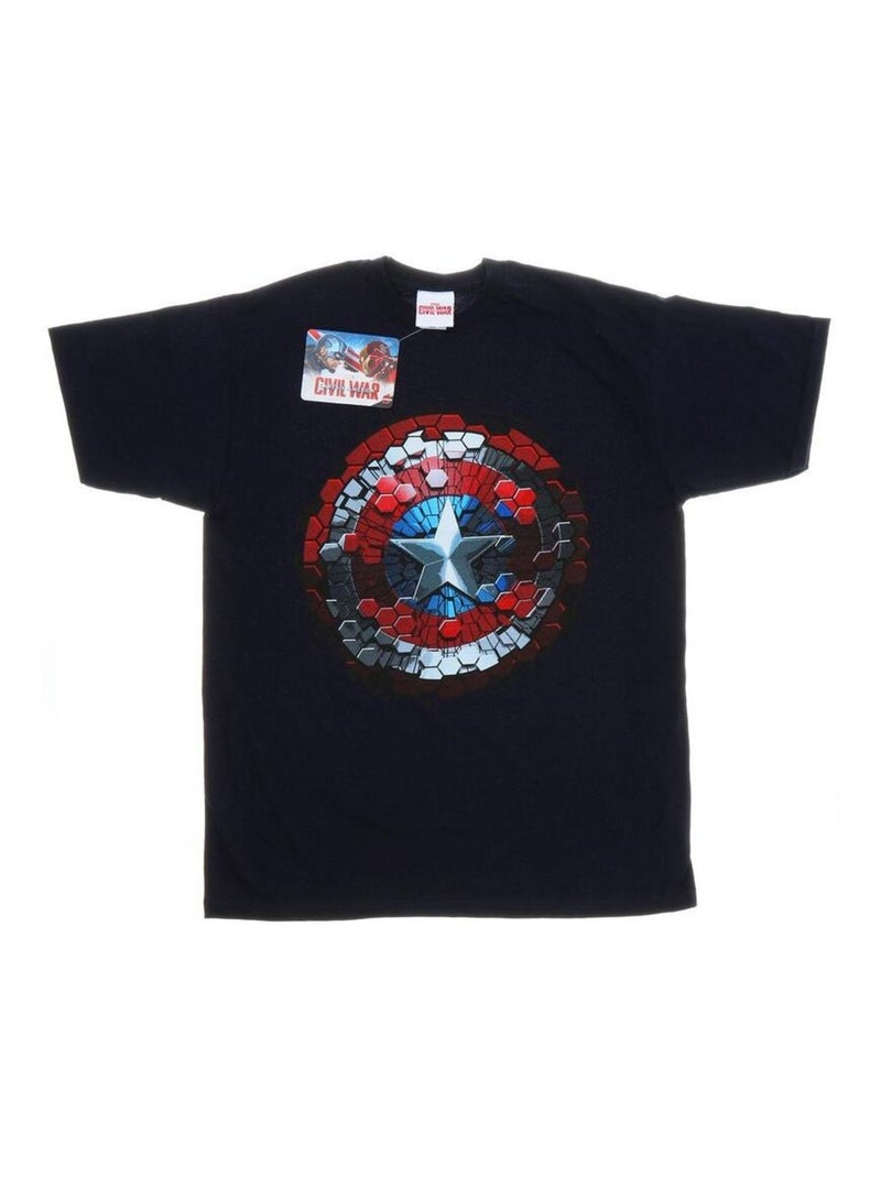 Marvel - T-shirt motif Capitaine Amérique motif/style Hexagone et bouclier CIVIL WAR Bleu marine - Kiabi