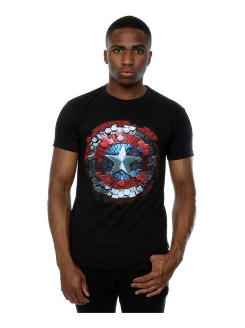 Marvel - T-shirt motif Capitaine Amérique motif/style Hexagone et bouclier CIVIL WAR - Kiabi