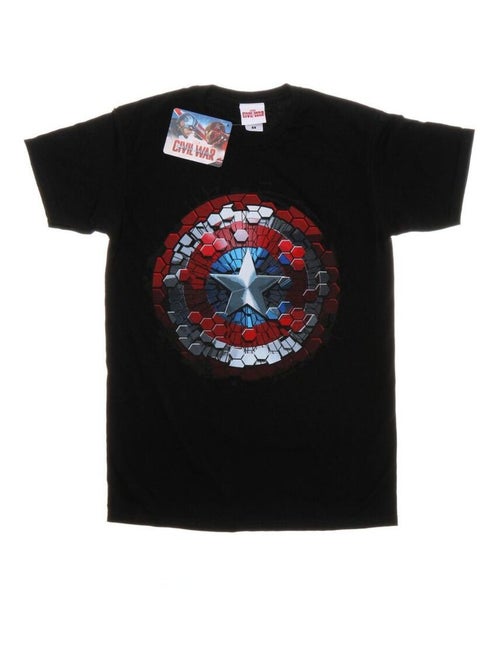 Marvel - T-shirt motif Capitaine Amérique motif/style Hexagone et bouclier CIVIL WAR - Kiabi