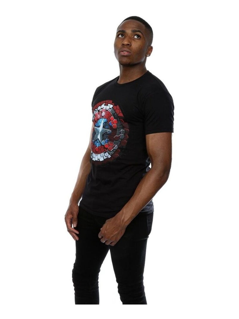 Marvel - T-shirt motif Capitaine Amérique motif/style Hexagone et bouclier CIVIL WAR Noir - Kiabi