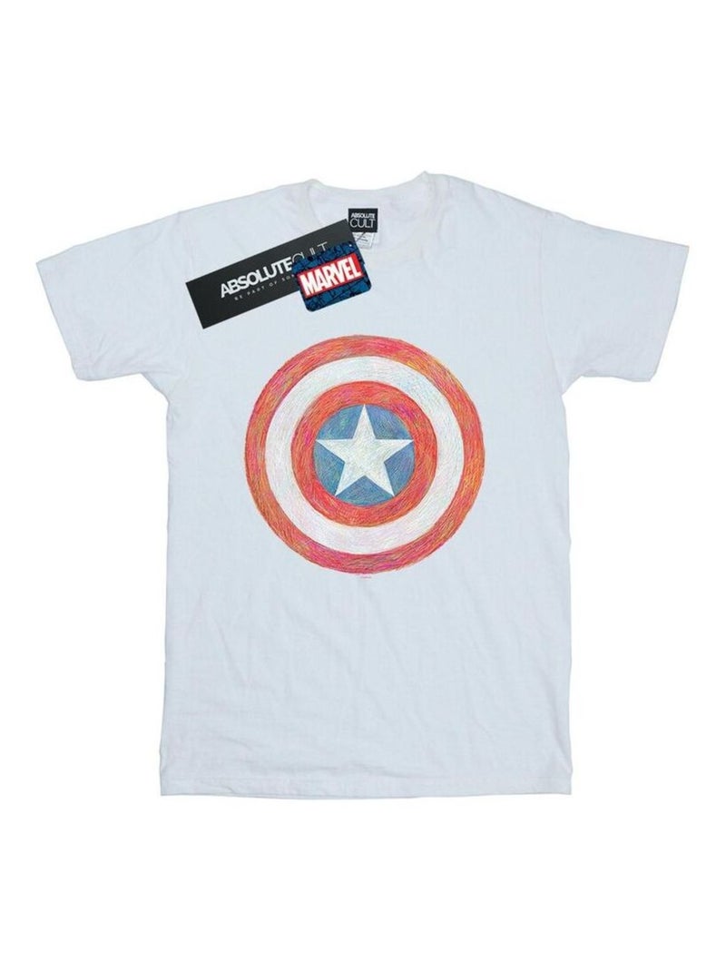 Marvel - T-shirt motif Captain America motif/style Bouclier Blanc - Kiabi