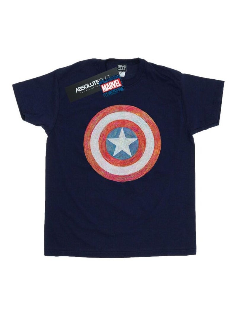 Marvel - T-shirt motif Captain America motif/style Bouclier Bleu marine - Kiabi