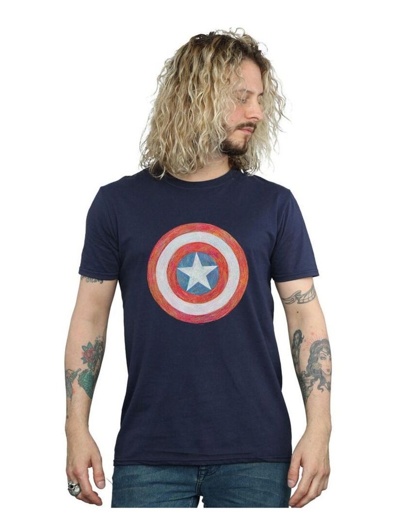 Marvel - T-shirt motif Captain America motif/style Bouclier Bleu marine - Kiabi