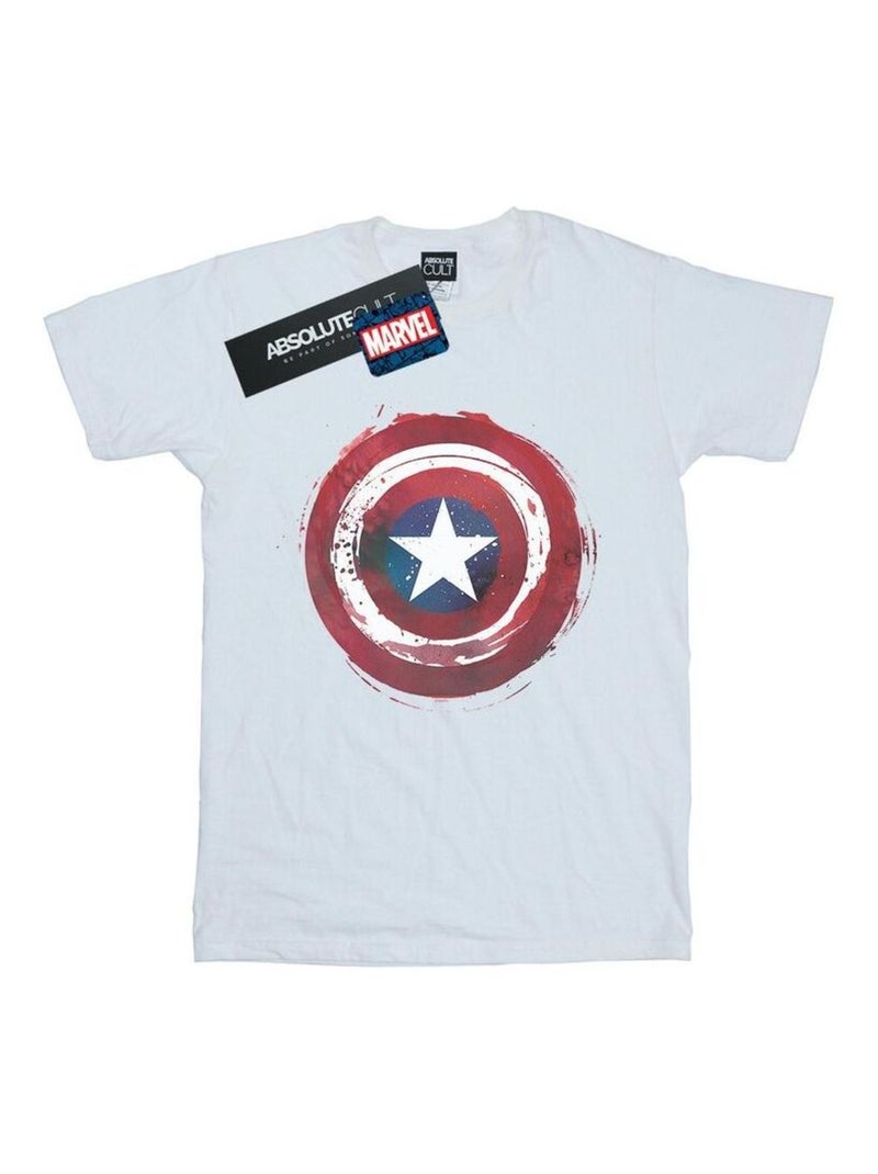 Marvel - T-shirt motif Captain America motif/style Bouclier éclaboussé Blanc - Kiabi