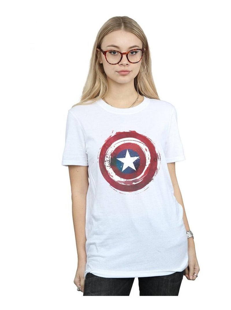 Marvel - T-shirt motif Captain America motif/style Bouclier éclaboussé Blanc - Kiabi