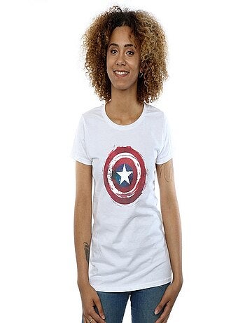 Marvel - T-shirt motif Captain America motif/style Bouclier éclaboussé