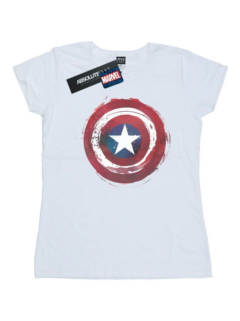 Marvel - T-shirt motif Captain America motif/style Bouclier éclaboussé Blanc - Kiabi