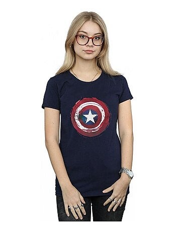 Marvel - T-shirt motif Captain America motif/style Bouclier éclaboussé
