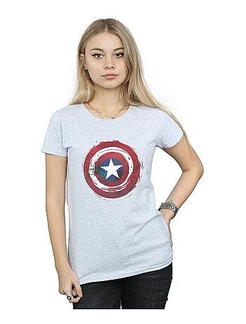 Marvel - T-shirt motif Captain America motif/style Bouclier éclaboussé