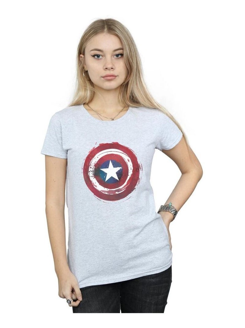 Marvel - T-shirt motif Captain America motif/style Bouclier éclaboussé Gris chiné - Kiabi