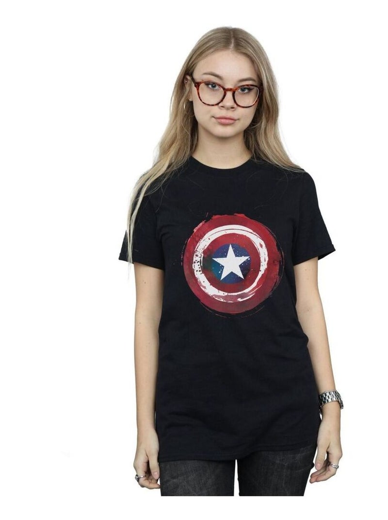 Marvel - T-shirt motif Captain America motif/style Bouclier éclaboussé Noir - Kiabi