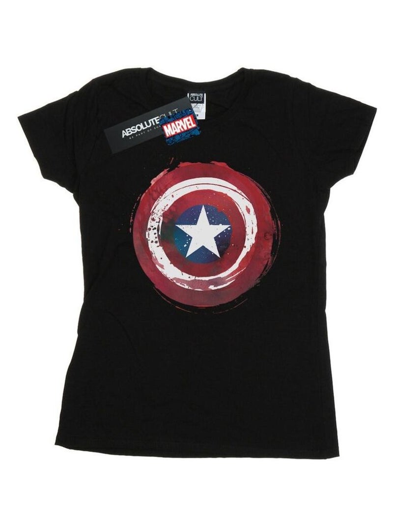 Marvel - T-shirt motif Captain America motif/style Bouclier éclaboussé Noir - Kiabi