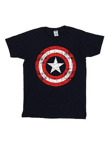 Marvel - T-shirt motif Captain America motif/style bouclier rayé AVENGERS