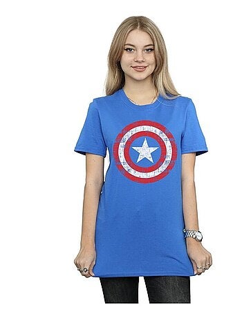 Marvel - T-shirt motif Captain America motif/style bouclier rayé AVENGERS