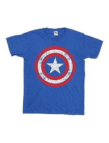 Marvel - T-shirt motif Captain America motif/style bouclier rayé AVENGERS