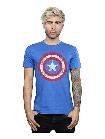 Marvel - T-shirt motif Captain America motif/style bouclier rayé AVENGERS