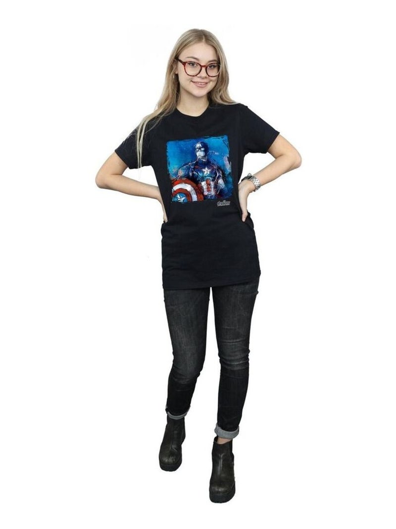 Marvel - T-shirt motif Captain America style art Noir - Kiabi