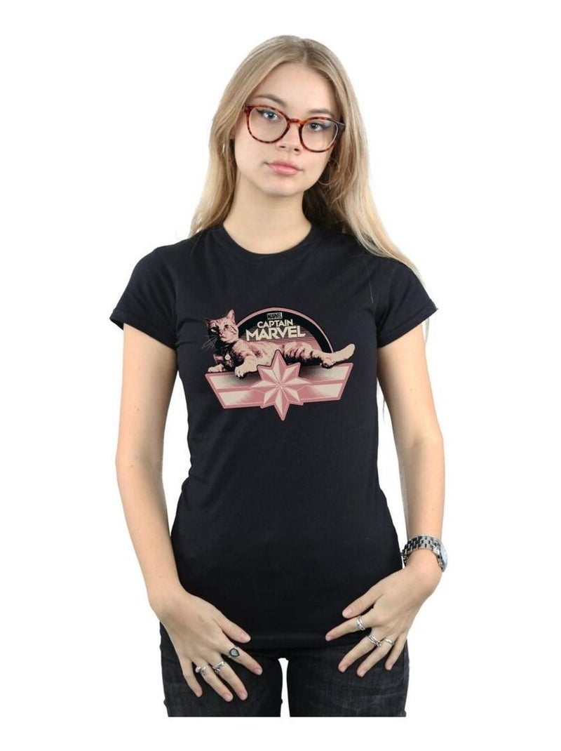 Marvel - T-shirt motif Captain Marvel et Goose CHILLIN GOOSE Noir - Kiabi