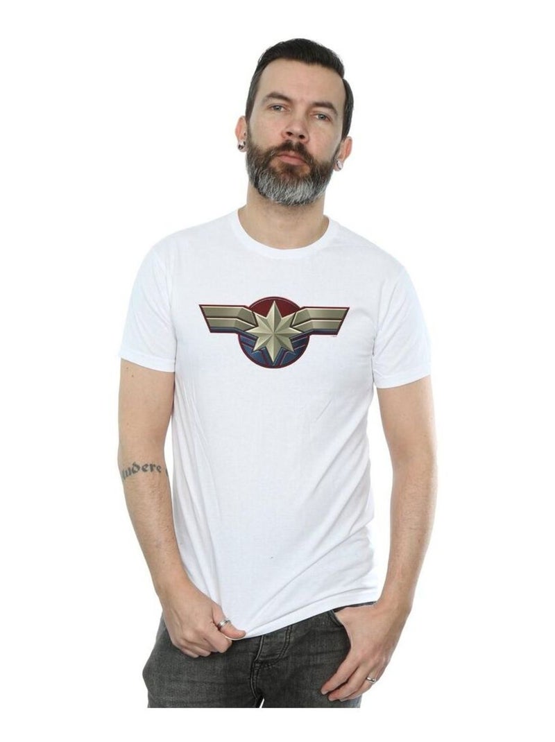 Marvel - T-shirt motif Captain Marvel motif/style emblème Blanc - Kiabi