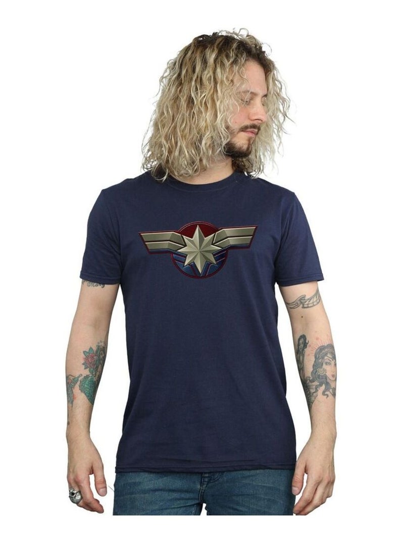 Marvel - T-shirt motif Captain Marvel motif/style emblème Bleu marine - Kiabi