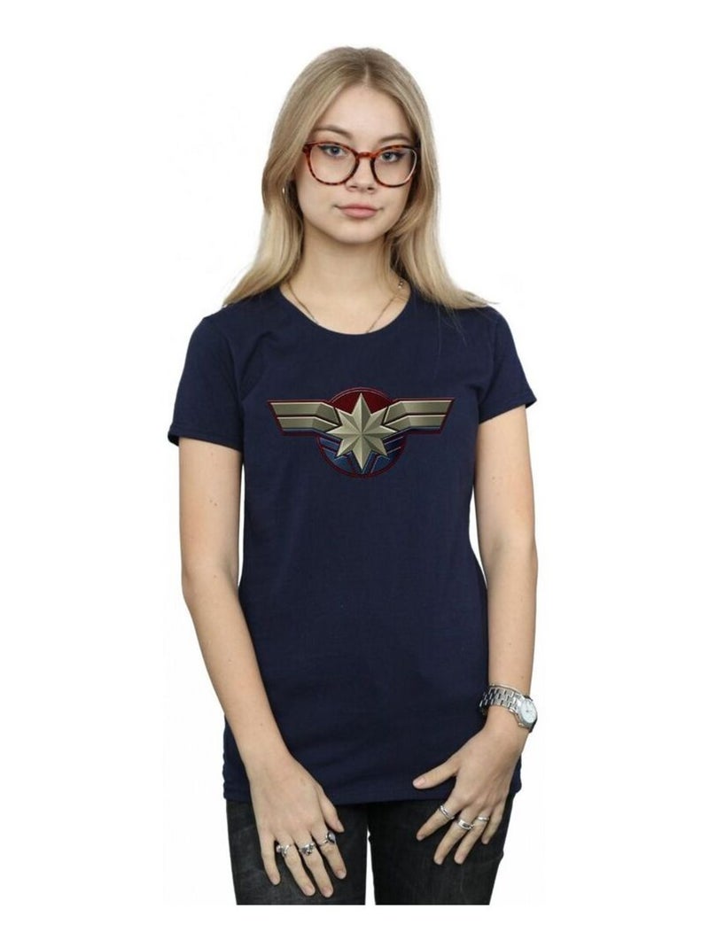 Marvel - T-shirt motif Captain Marvel motif/style emblème Bleu marine - Kiabi