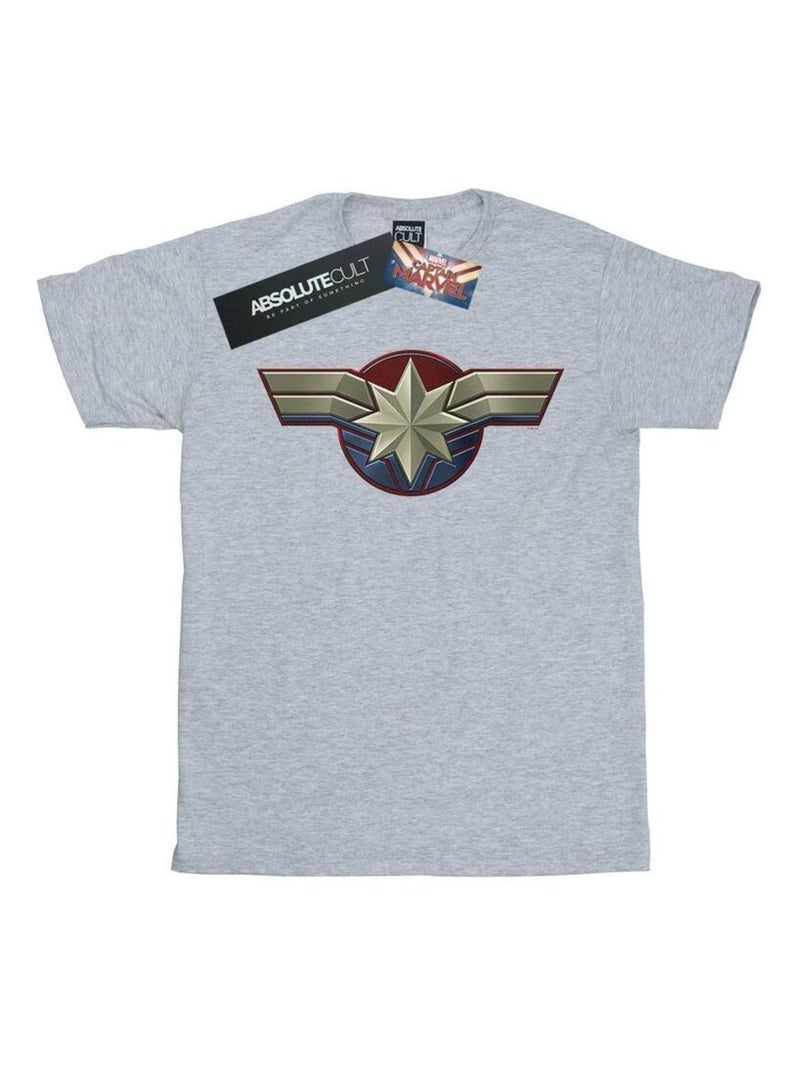 Marvel - T-shirt motif Captain Marvel motif/style emblème Gris chiné - Kiabi