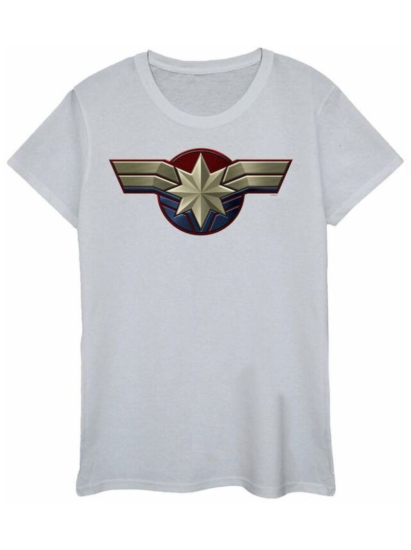 Marvel - T-shirt motif Captain Marvel motif/style emblème Gris chiné - Kiabi