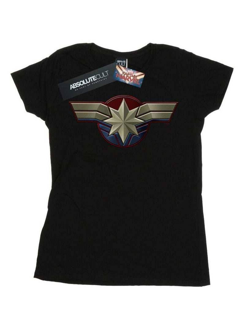 Marvel - T-shirt motif Captain Marvel motif/style emblème Noir - Kiabi