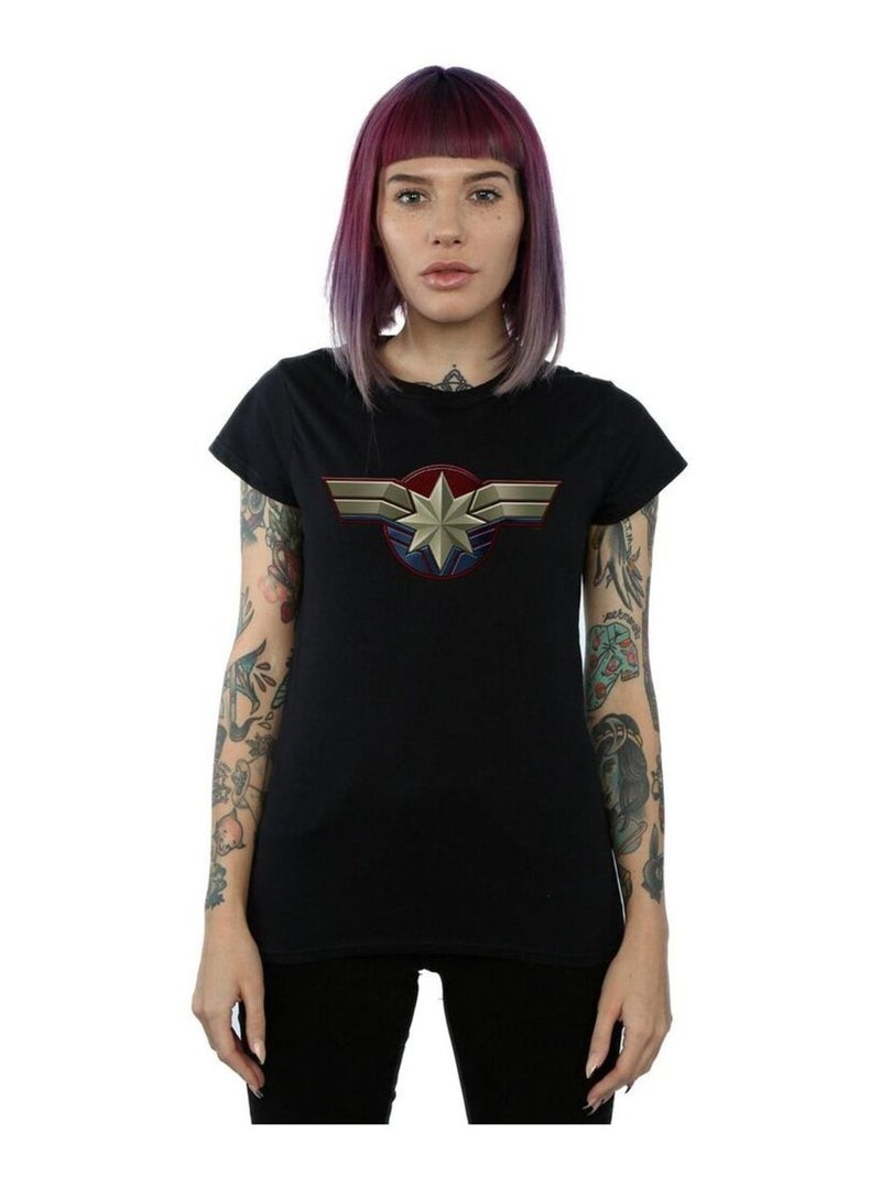 Marvel - T-shirt motif Captain Marvel motif/style emblème Noir - Kiabi