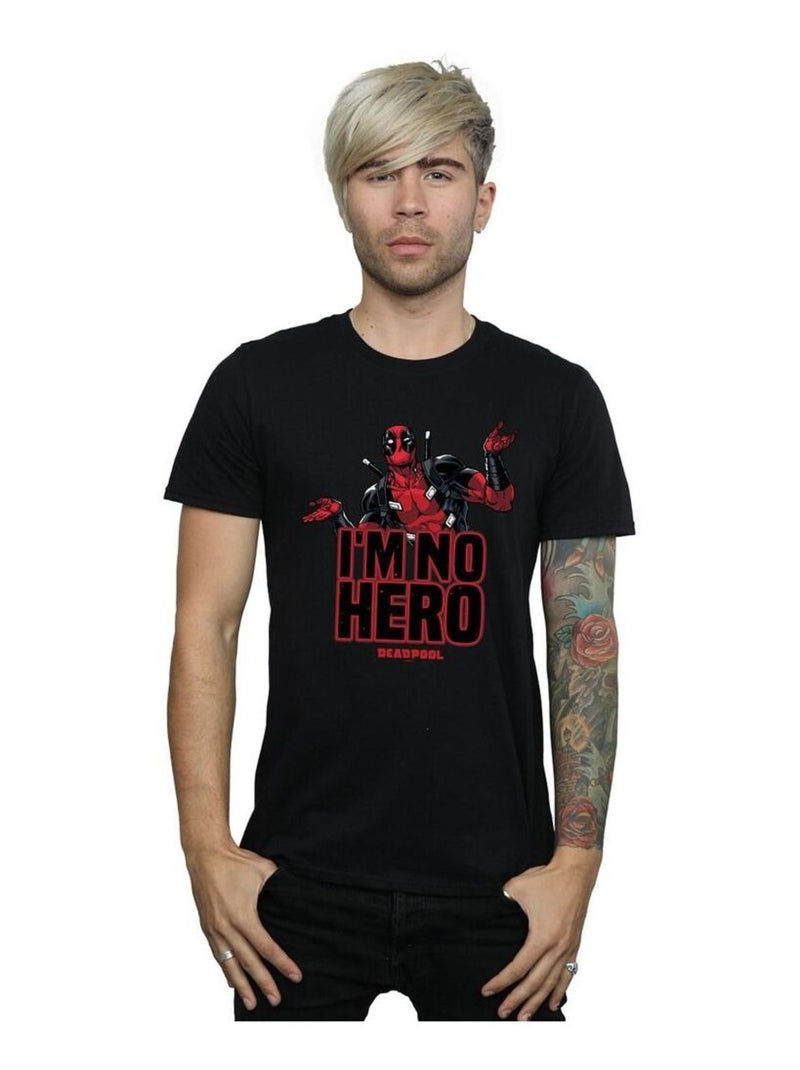 Marvel - T-shirt motif Deadpool I'M NO HERO Noir - Kiabi