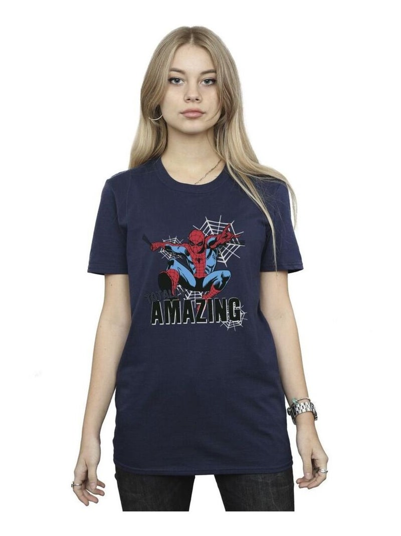 Marvel - T-shirt motif Homme araignée AMAZING Bleu marine - Kiabi