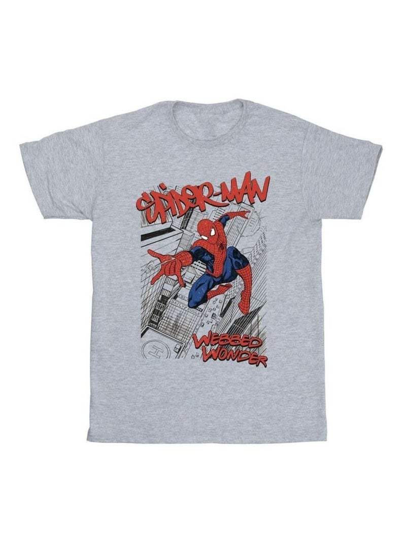 Marvel - T-shirt motif Homme araignée motif/style Ville Gris chiné - Kiabi