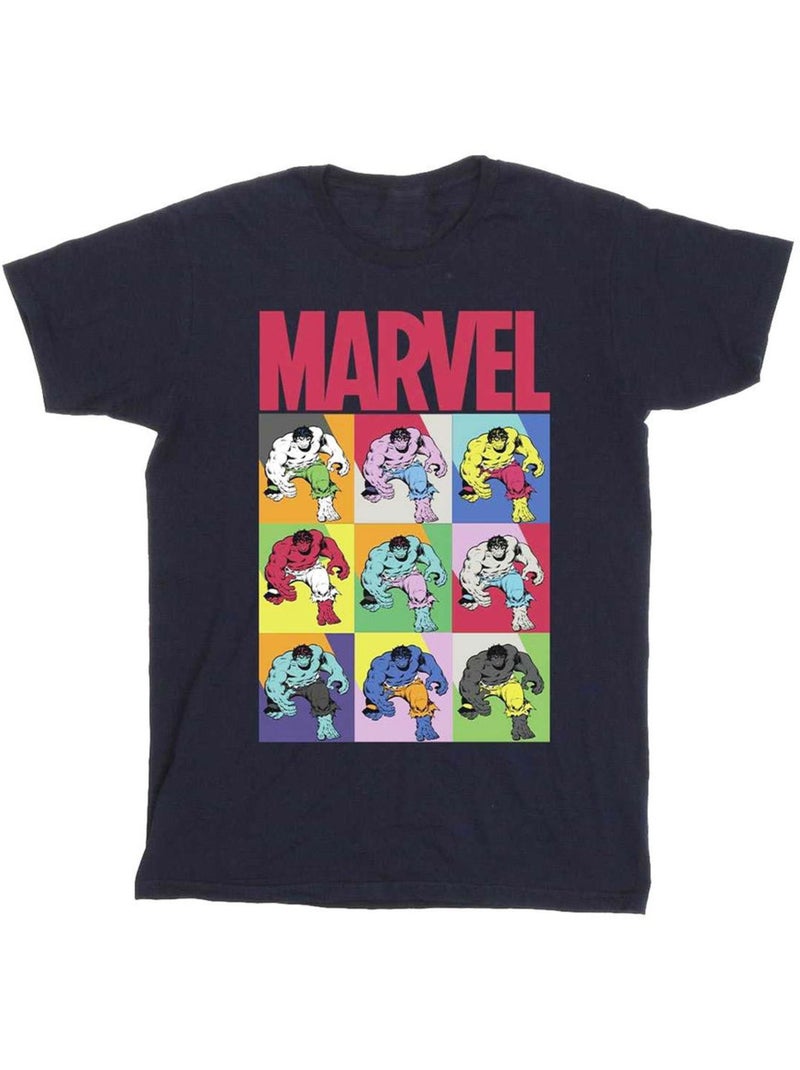 Marvel - T-shirt motif Hulk motif/style Pop art Bleu marine - Kiabi