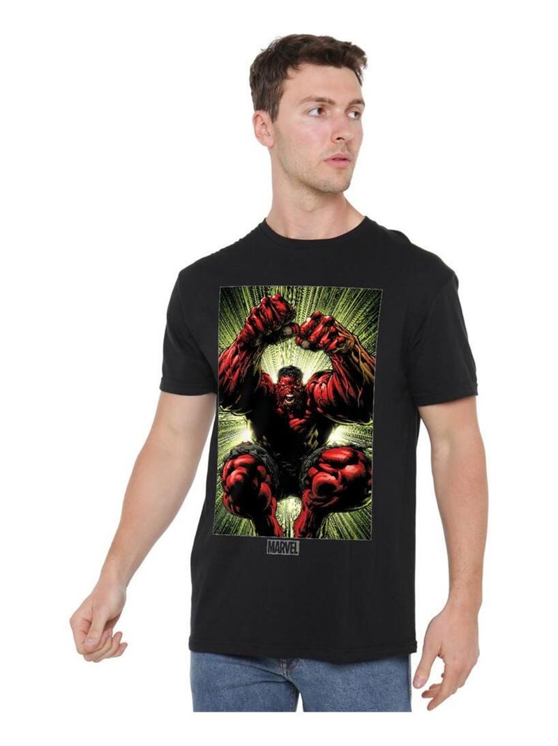 Marvel - T-shirt motif Hulk rouge qui attaque Noir - Kiabi