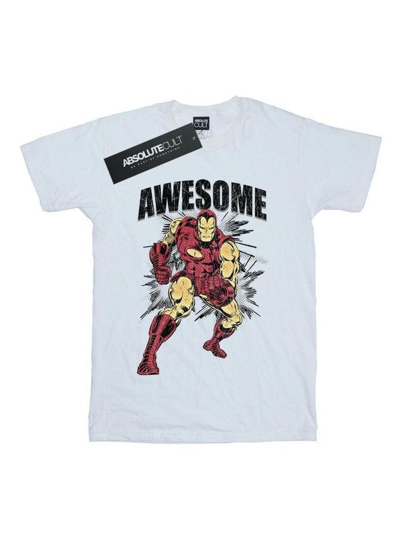 Marvel - T-shirt motif Iron Man AWESOME Blanc - Kiabi