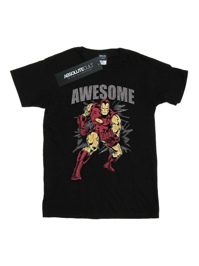 Marvel - T-shirt motif Iron Man AWESOME Noir - Kiabi