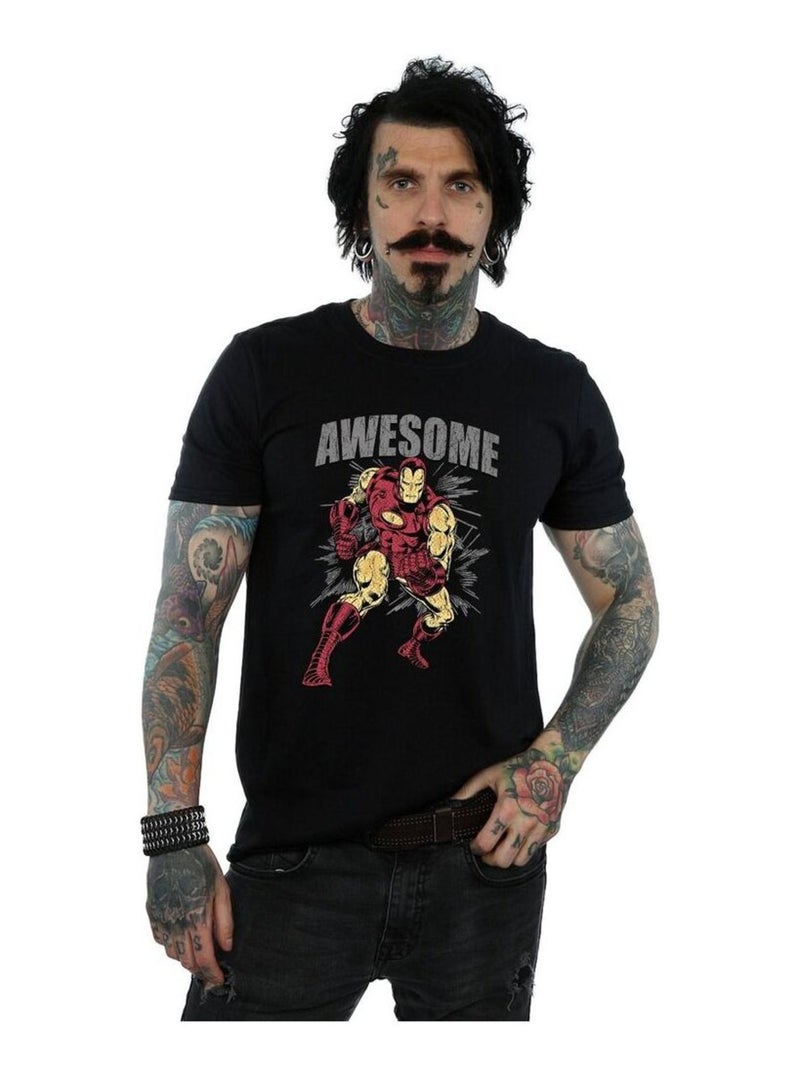 Marvel - T-shirt motif Iron Man AWESOME Noir - Kiabi