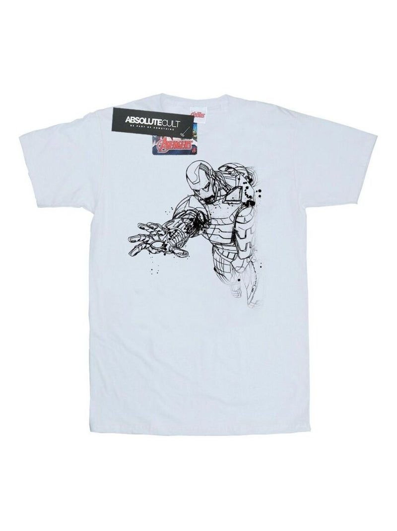 Marvel - T-shirt motif Iron Man motif/style esquisse monochrome AVENGERS Blanc - Kiabi