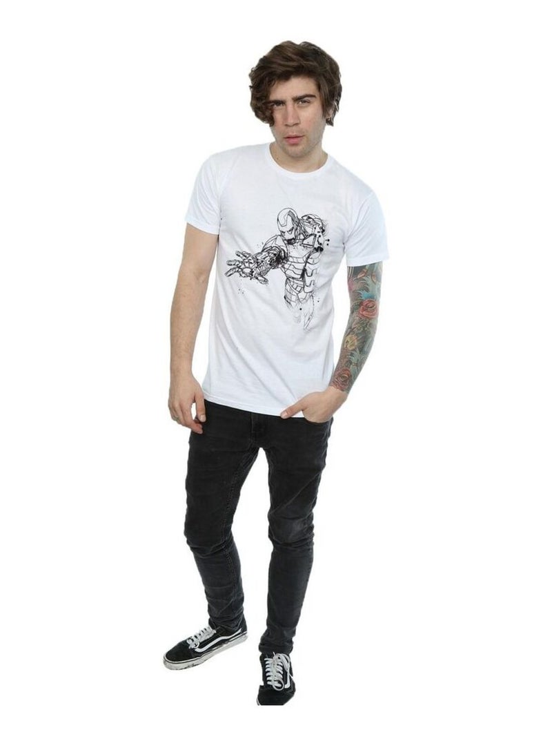 Marvel - T-shirt motif Iron Man motif/style esquisse monochrome AVENGERS Blanc - Kiabi